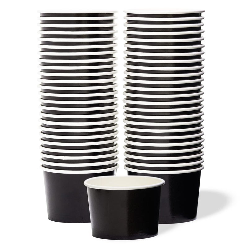 MATICAN Paper Ice Cream Cups - 50-Count 9-Oz Disposable Dessert Bowls for Hot or Cold Food, 9-Ounce Party Supplies Treat Cups for Sundae, Frozen Yogurt, Soup, Black - Image 1